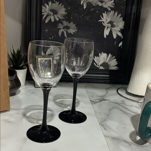 Elegant Black Stem Wine Glass Set